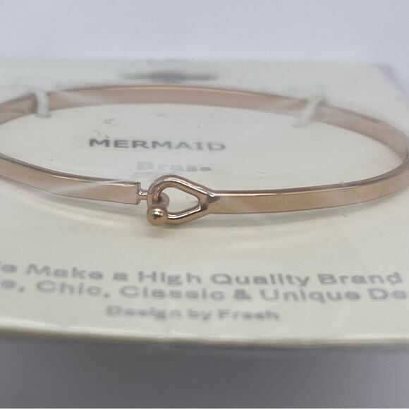 Fresh & Co Brass Rose Gold Tone Mermaid Inscribed Thin Bangle Bracelet - NEW - Picture 2 of 7